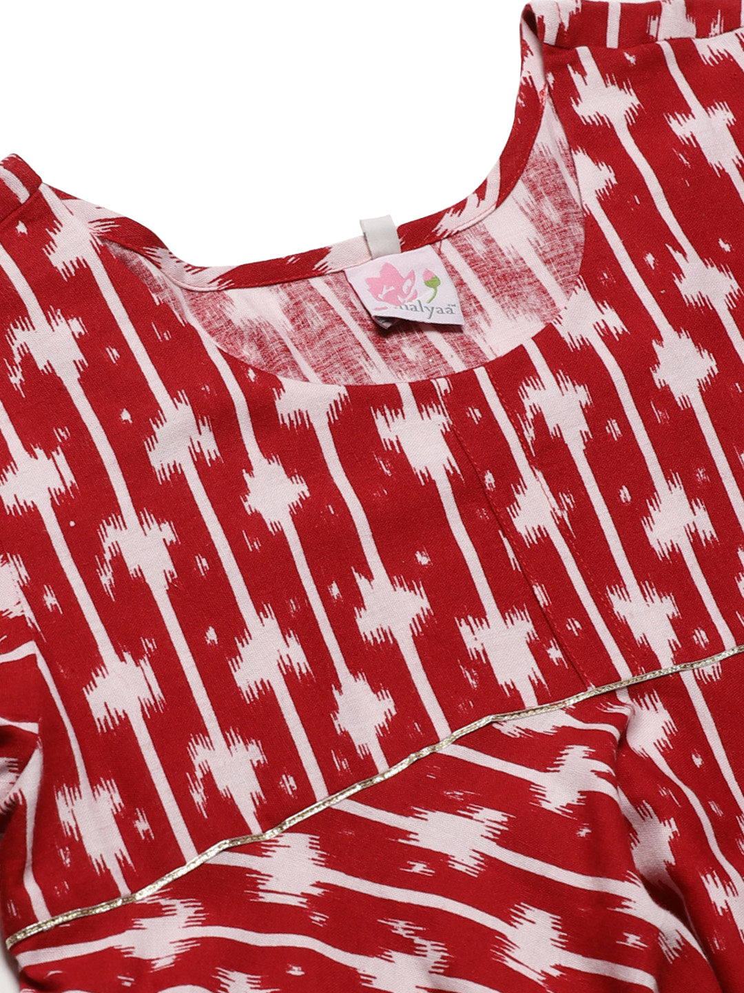 Women's Red Cotton Wax Printed Tuni