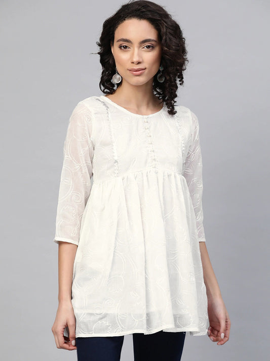 Women's Off-White Cotton Tunic By Aha