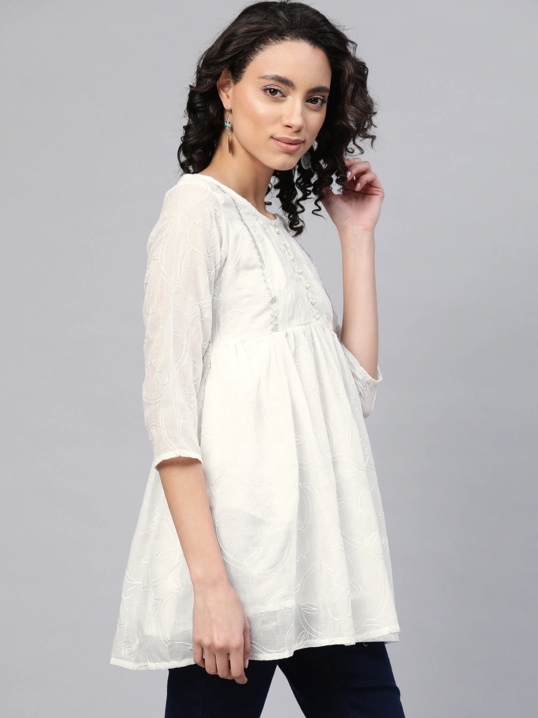 Women's Off-White Cotton Tunic By Aha