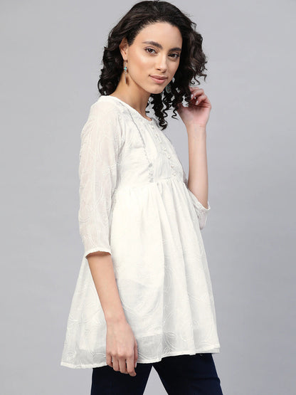 Women's Off-White Cotton Tunic By Aha