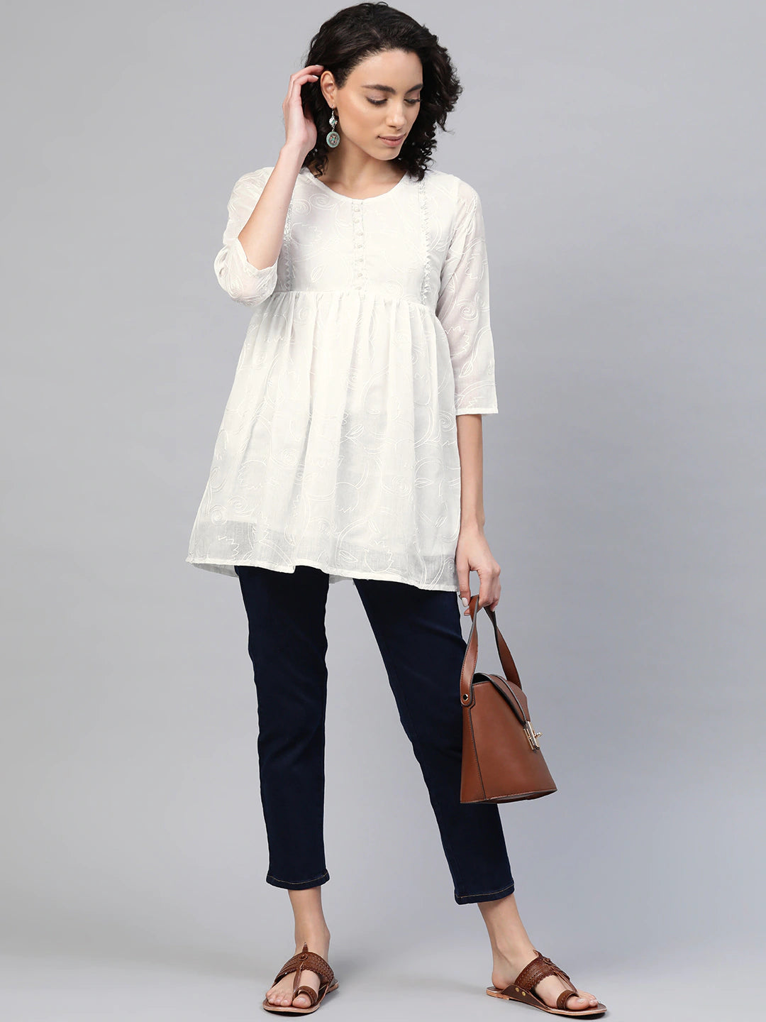 Women's Off-White Cotton Tunic By Aha
