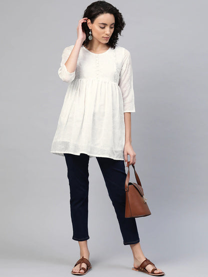 Women's Off-White Cotton Tunic By Aha