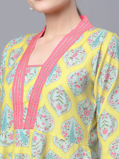 Women's Yellow  Printed Tunic By  Ah
