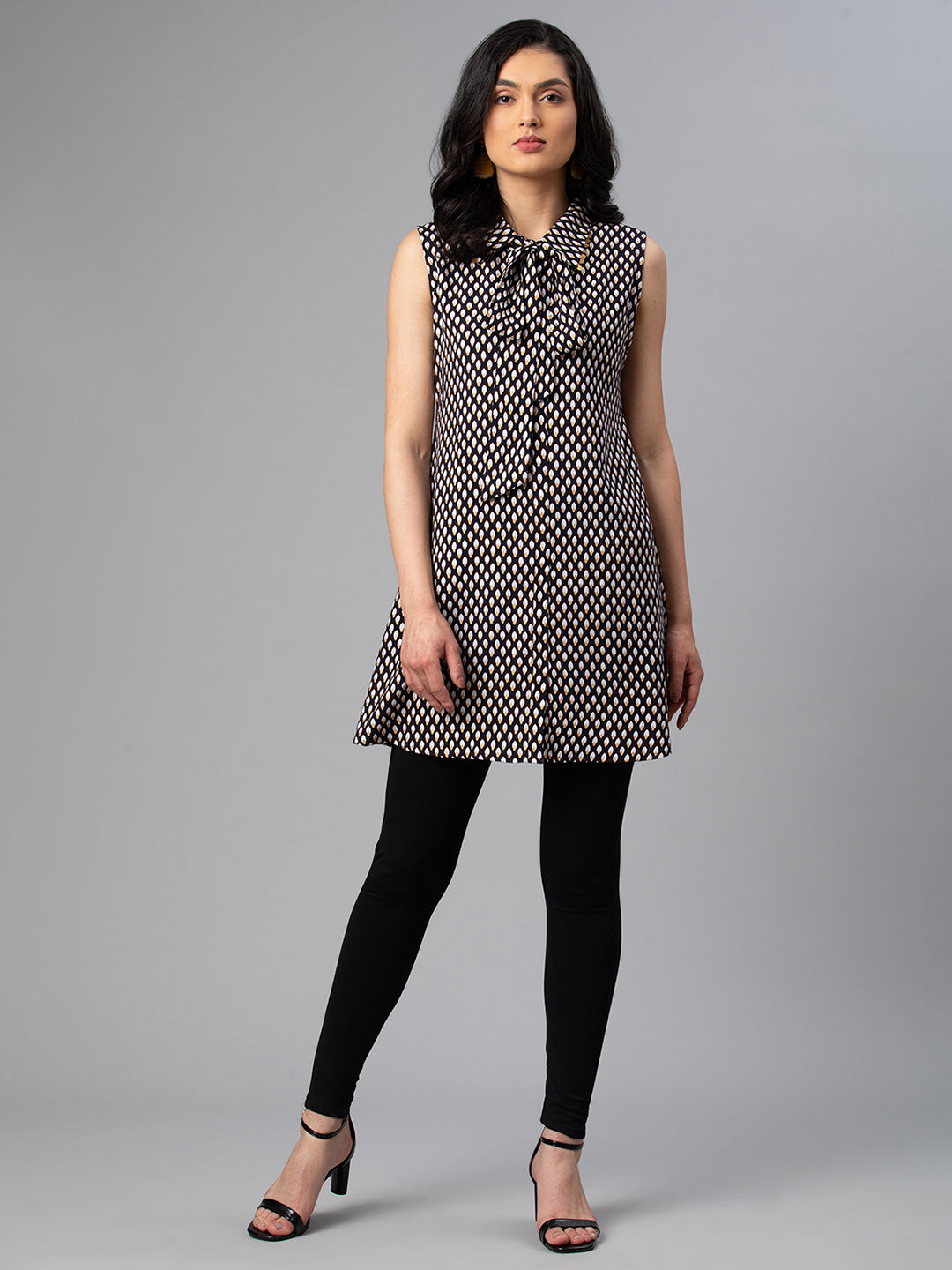 Women's Viscose Rayon Black Wax Printed Western Tunic