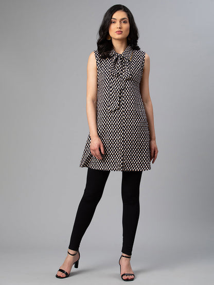 Women's Viscose Rayon Black Wax Printed Western Tunic