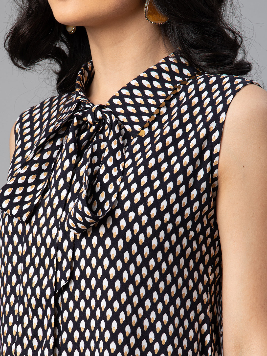 Women's Viscose Rayon Black Wax Printed Western Tunic