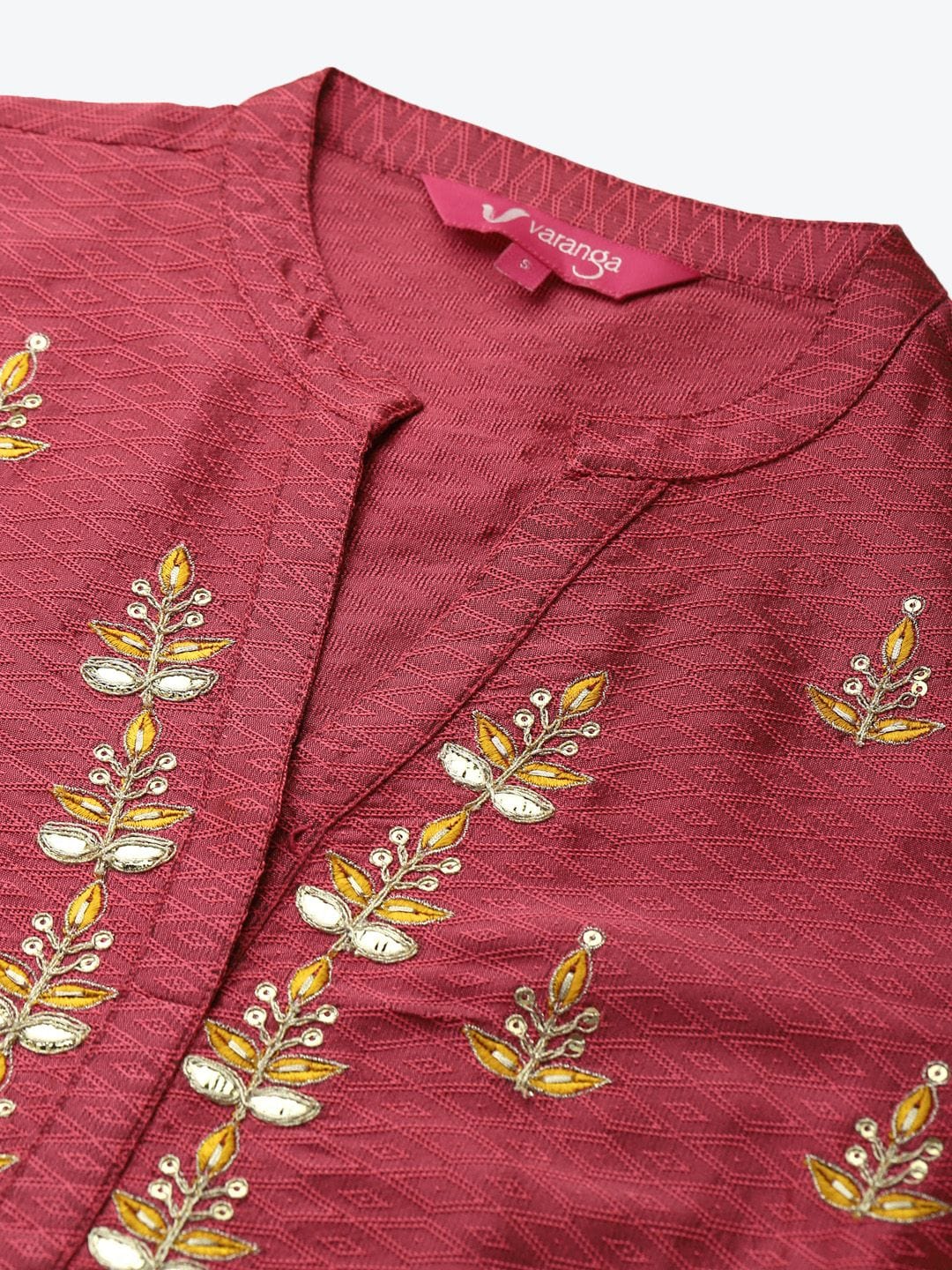 Women's Coral Pink Embroidered Straight Kurta