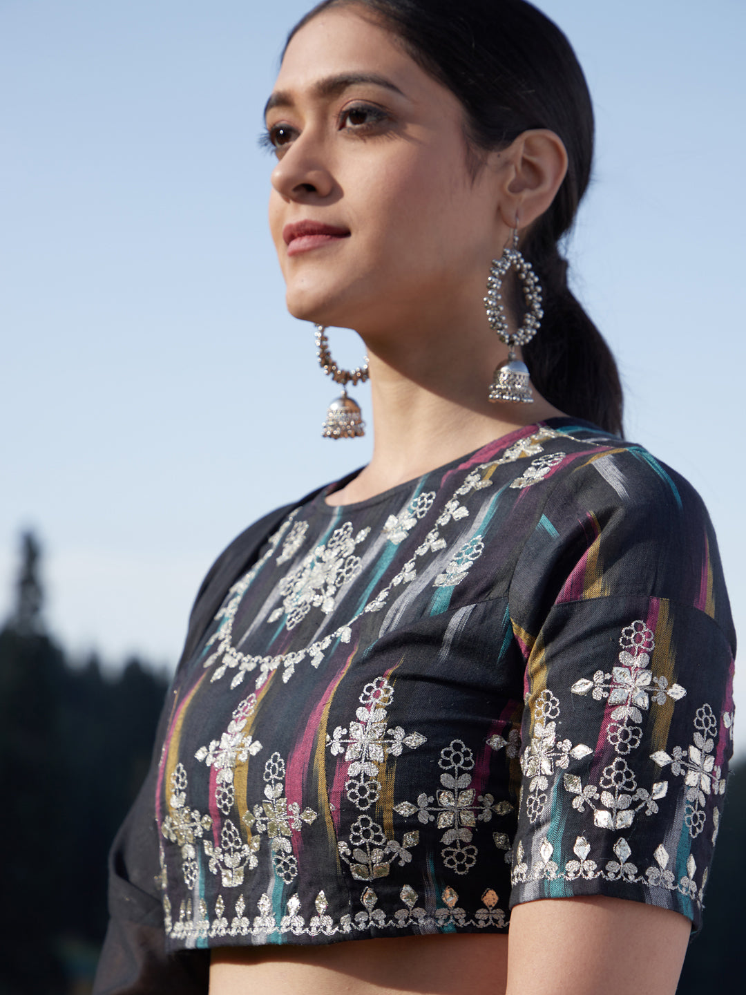 Women's Black Embroidered Lehenga Choli With Dupatta
