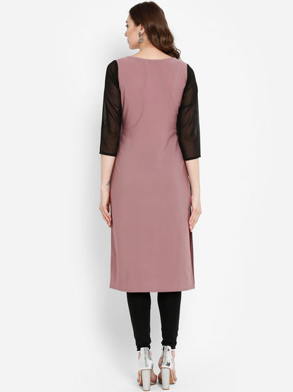 Women's Mauve Printed Straight Kurt