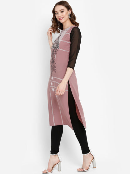 Women's Mauve Printed Straight Kurt