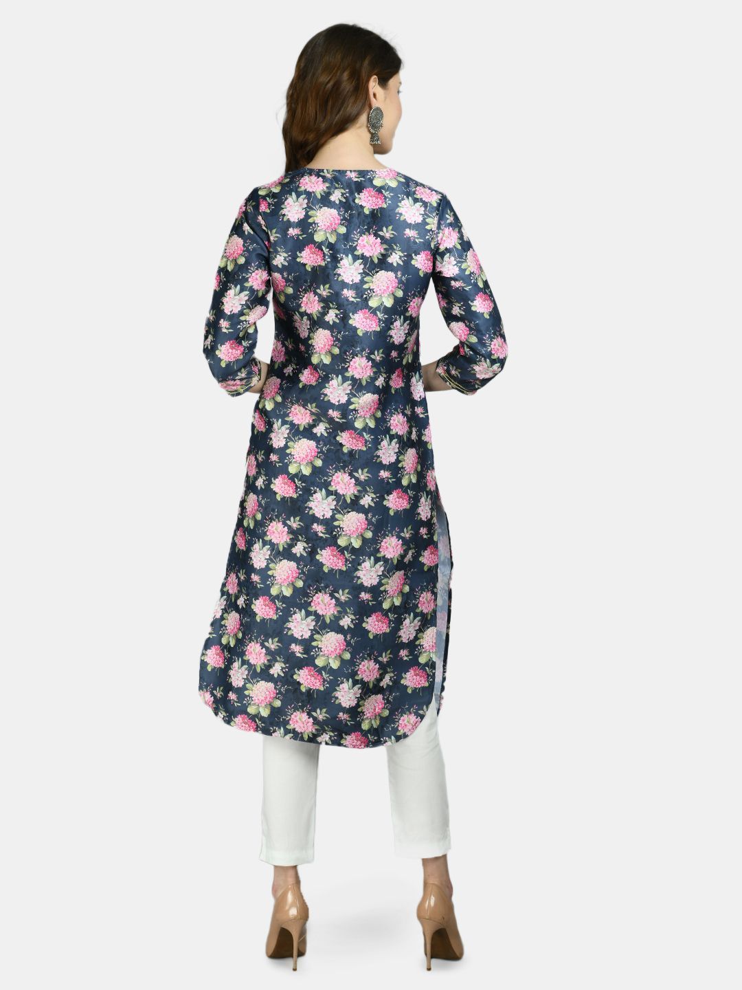Women Printed Silk kurta by Myshka (