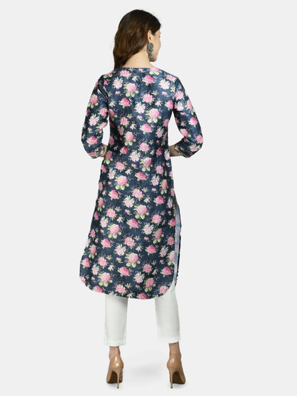 Women Printed Silk kurta by Myshka (