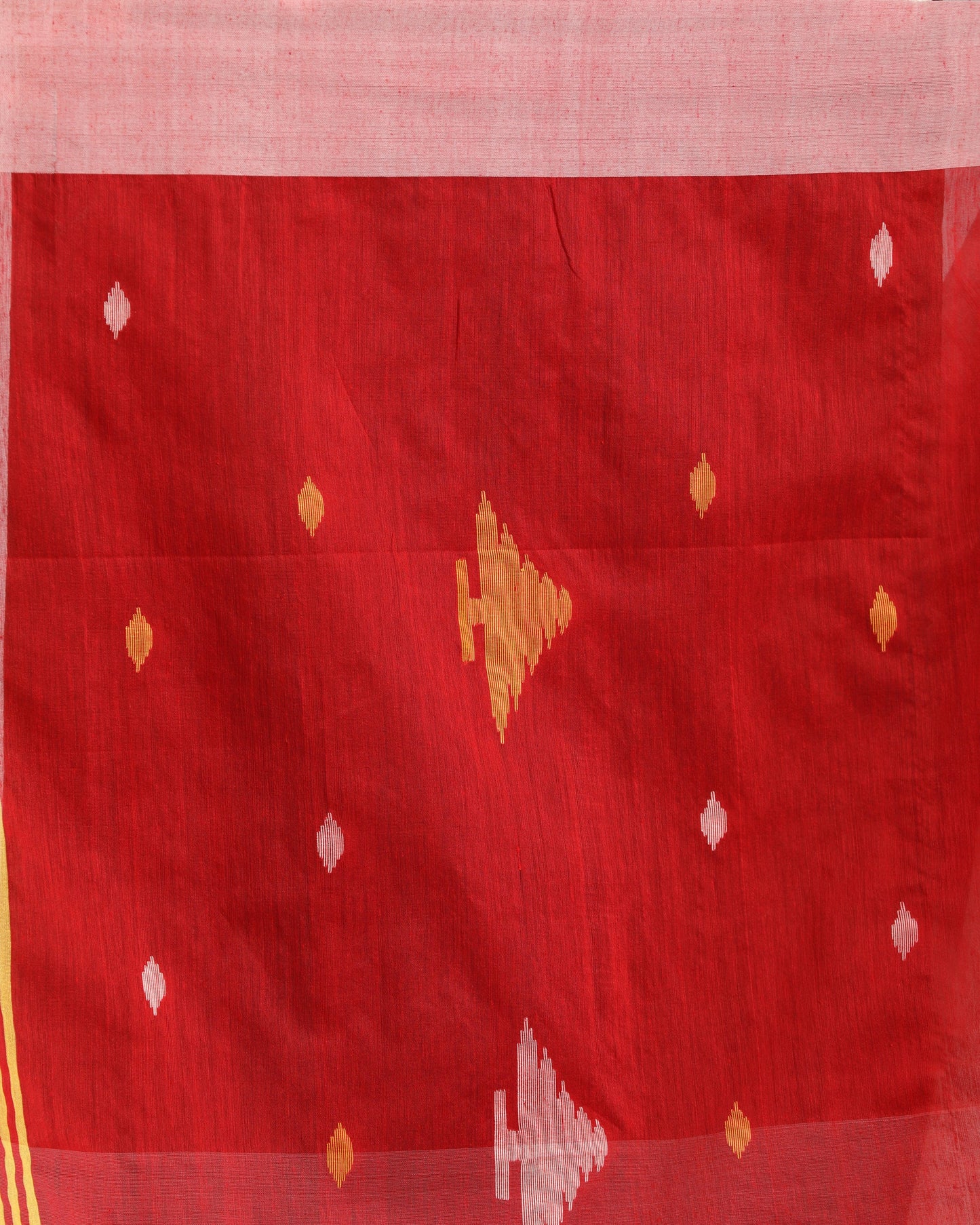 Women's Red White Cotton Blend Handloom Tie Dye Jamdani Saree