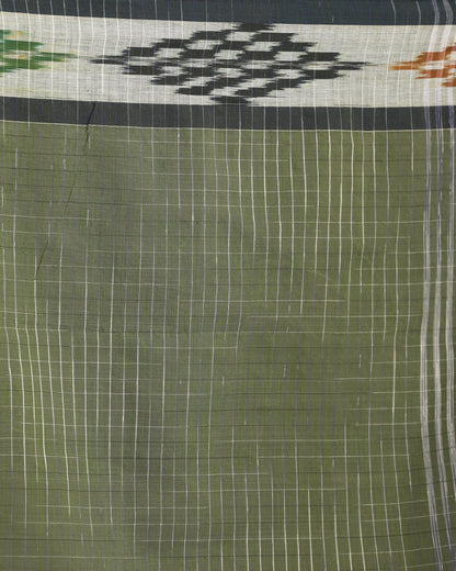 Women's Kotki Border Light Blue Cotton Blend Handloom Saree