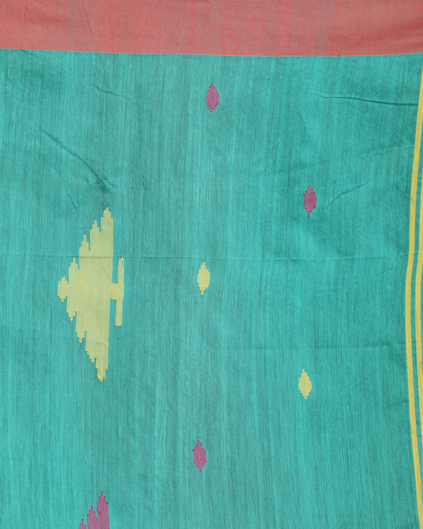 Women's Brink Pink Cotton Blend Handloom Tie Dye Jamdani Saree
