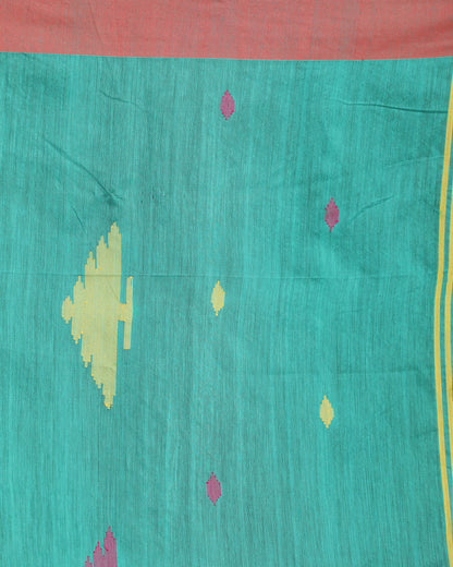 Women's Brink Pink Cotton Blend Handloom Tie Dye Jamdani Saree