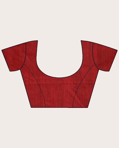 Women's Red Cotton Blend Handloom Jamdani Saree