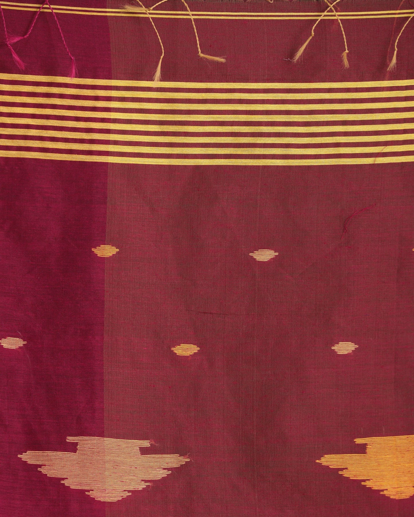 Women's Fuchsia Light Mustard Cotton Blend Handloom Tie Dye Jamdani Saree
