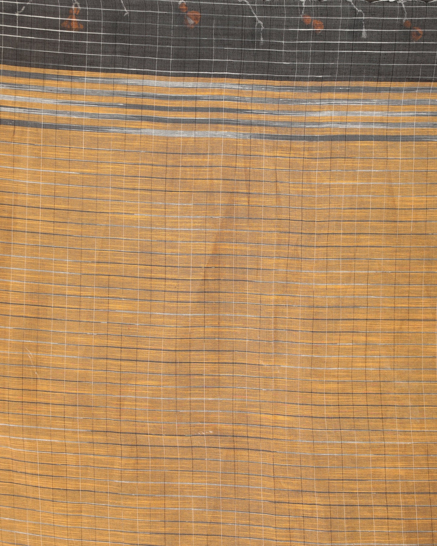Women's Kotki Border Deep Grey Cotton Blend Handloom Saree