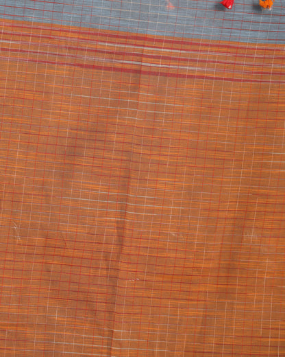 Women's Kotki Border Deep Grey Cotton Blend Handloom Saree