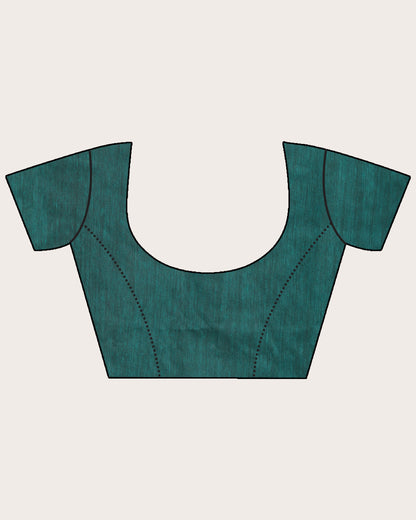 Women's Teal Cotton Blend Handloom Jamdani Saree