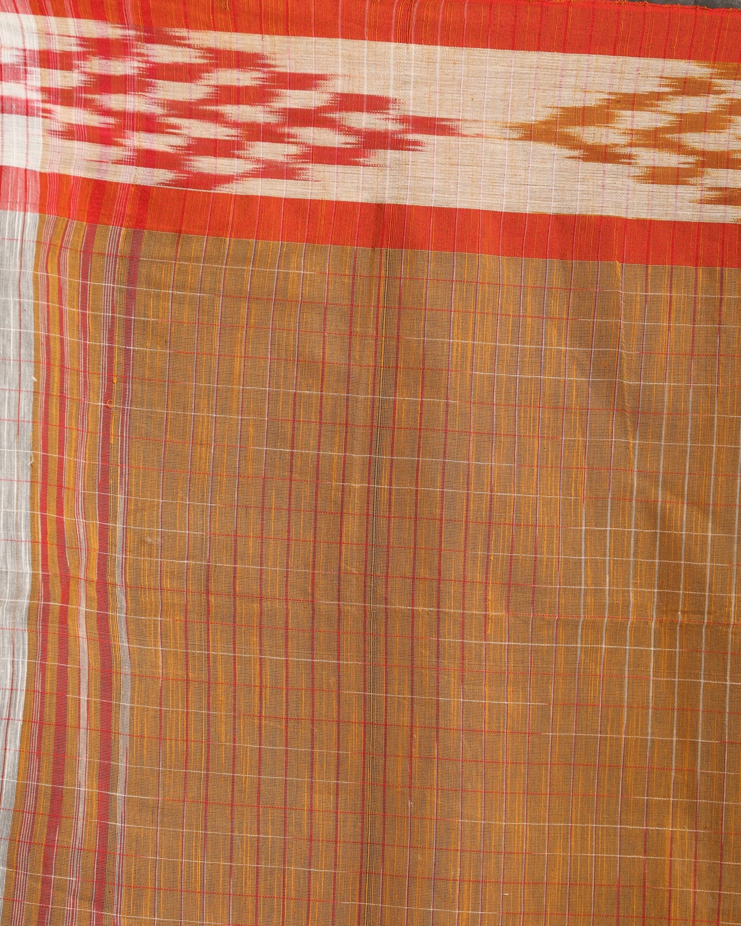 Women's Kotki Border White Cotton Blend Handloom Saree
