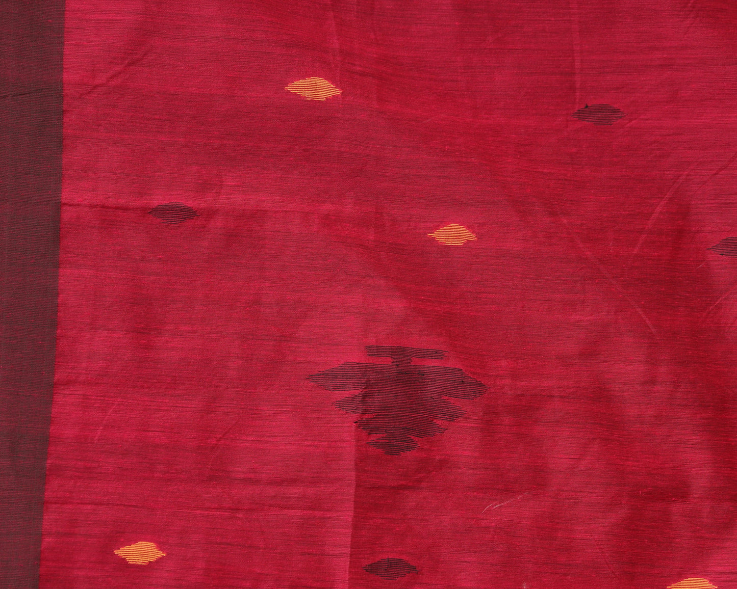 Women's Fuchsia Black Cotton Blend Handloom Tie Dye Jamdani Saree