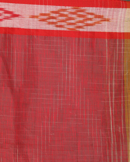 Women's Kotki Border Yellow Orange Cotton Blend Handloom Saree