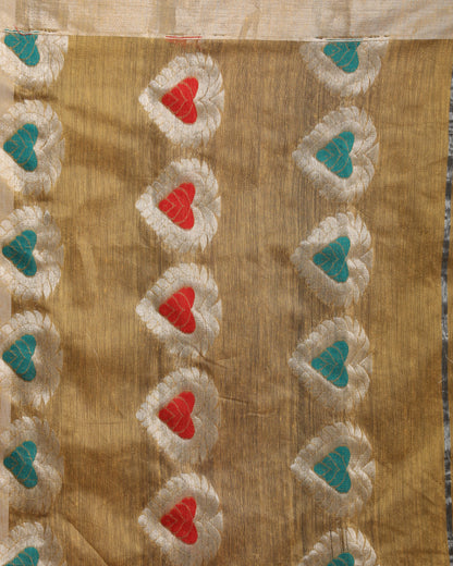 Women's Dark Chuku Cotton Blend Handloom Jamdani Saree
