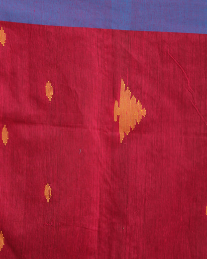 Women's Fuchsia Aqua Blue Cotton Blend Handloom Tie Dye Jamdani Saree