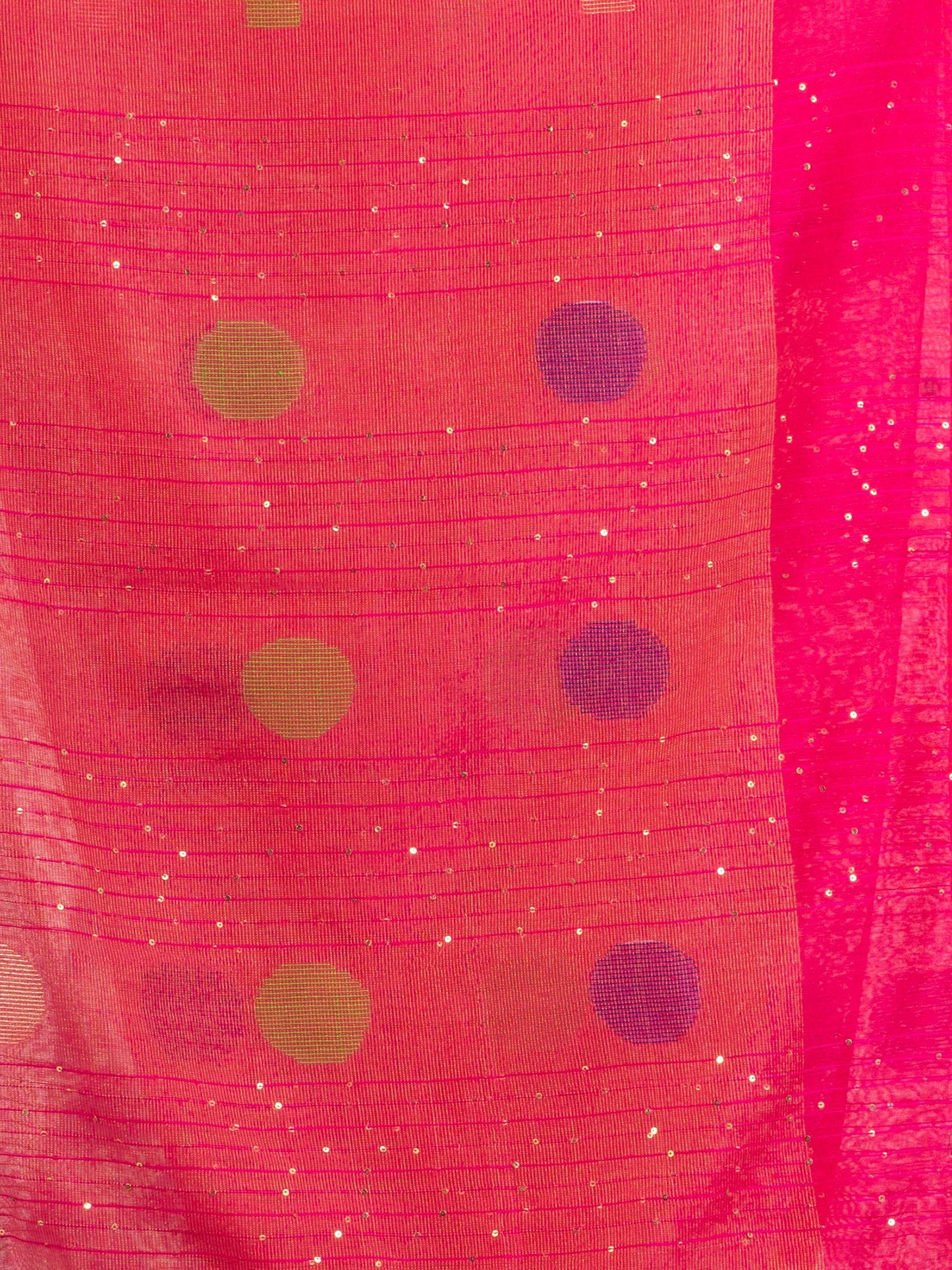 Women's Red Pink Handweven Cotton Blend Jamdani handloom Saree