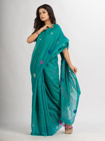 Women's Firoja Handweven Cotton Blend Jamdani handloom Saree