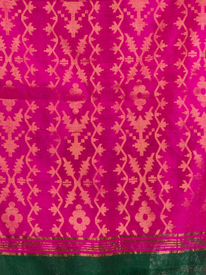Women's Battle Green Cotton Blend Handloom Tangail Saree