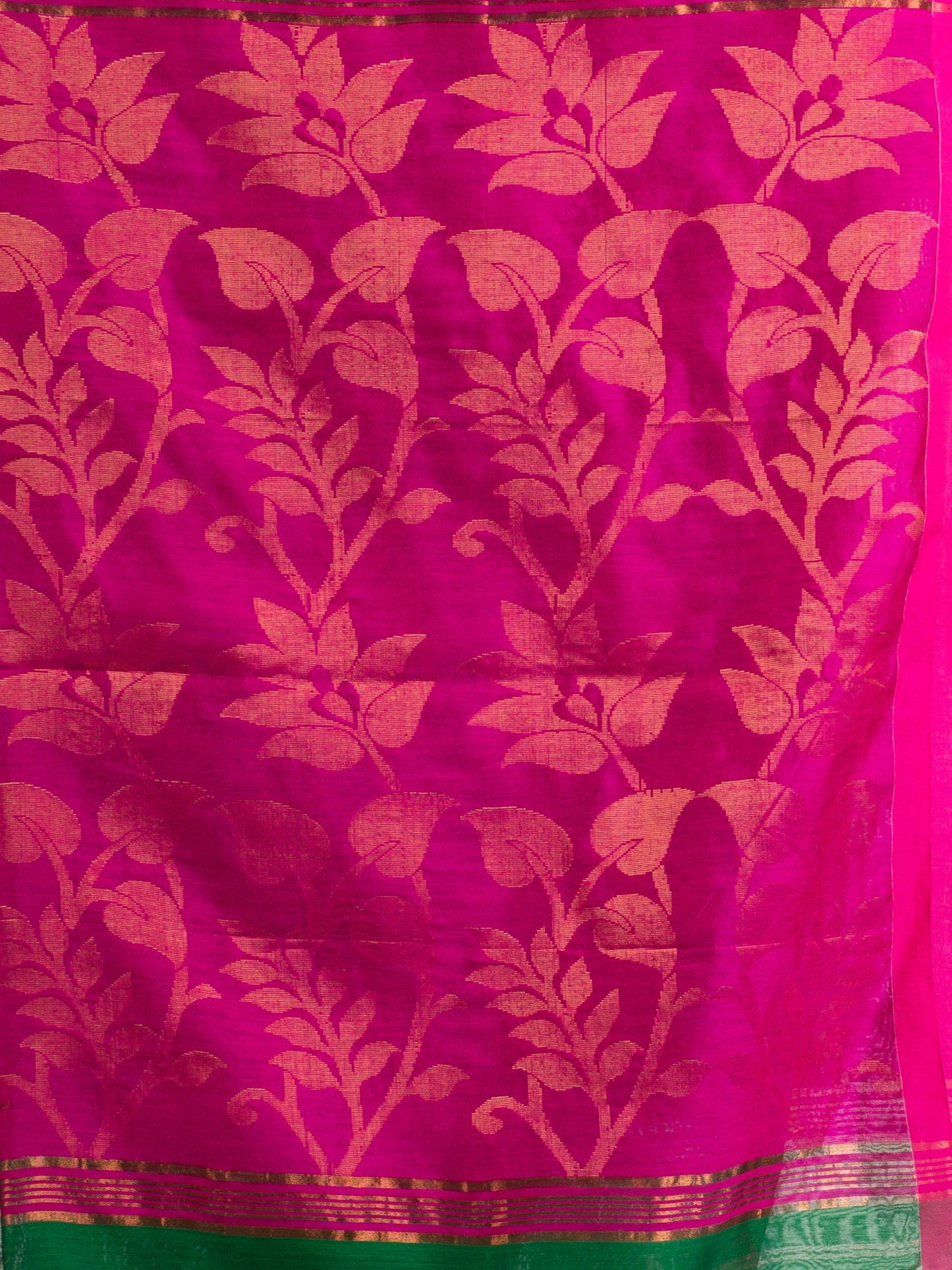 Women's Green Cotton Blend Handloom Tangail Saree
