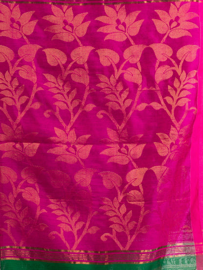 Women's Green Cotton Blend Handloom Tangail Saree