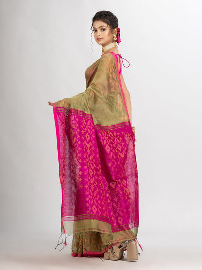 Women's Muga Cotton Blend Handloom Tangail Saree