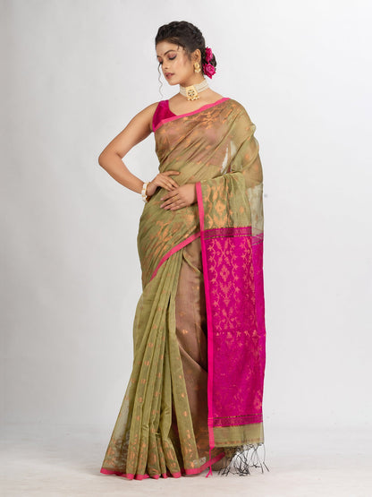 Women's Muga Cotton Blend Handloom Tangail Saree