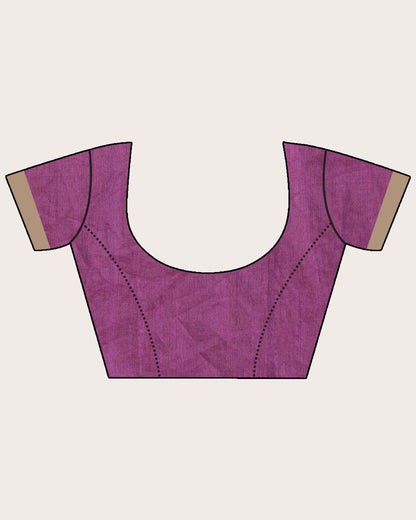 Women's Purple Art Silk Muslin Handloom Embroidery Saree