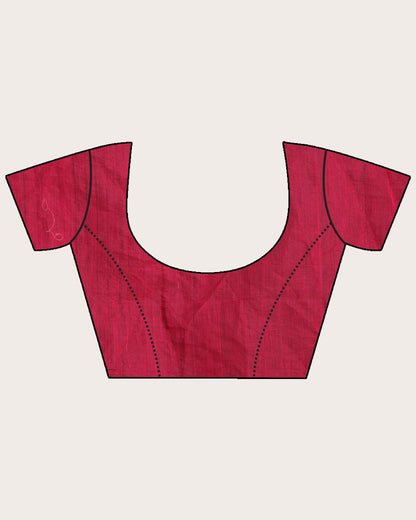 Women's Deep Pink Art Silk Muslin Handloom Embroidery Saree