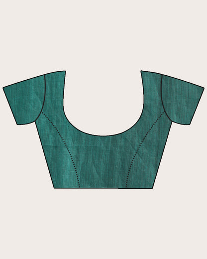 Women's Turquoise Art Silk Muslin Handloom Embroidery Saree