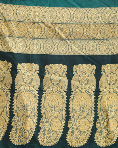 Women's Teal Traditional Handloom Cotton Silk Jamdani Saree