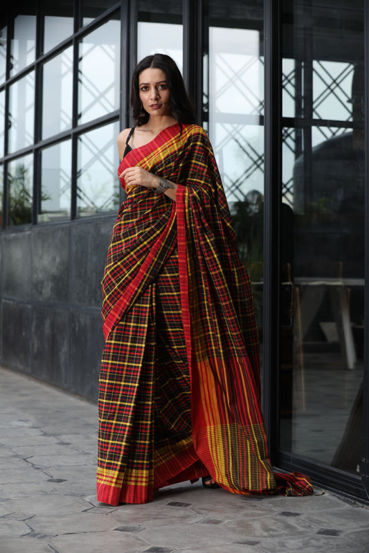 Women's Multicolor handwoven cotton saree
