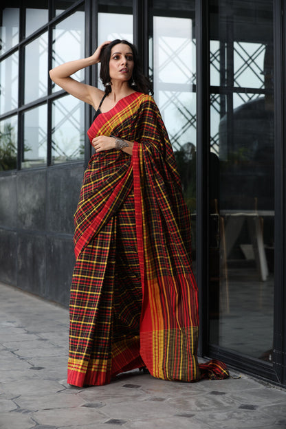 Women's Multicolor handwoven cotton saree