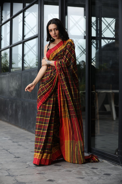 Women's Multicolor handwoven cotton saree