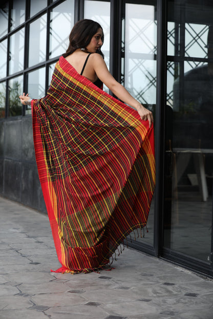 Women's Multicolor handwoven cotton saree