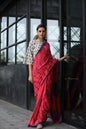 Women's Pink handwoven linen saree