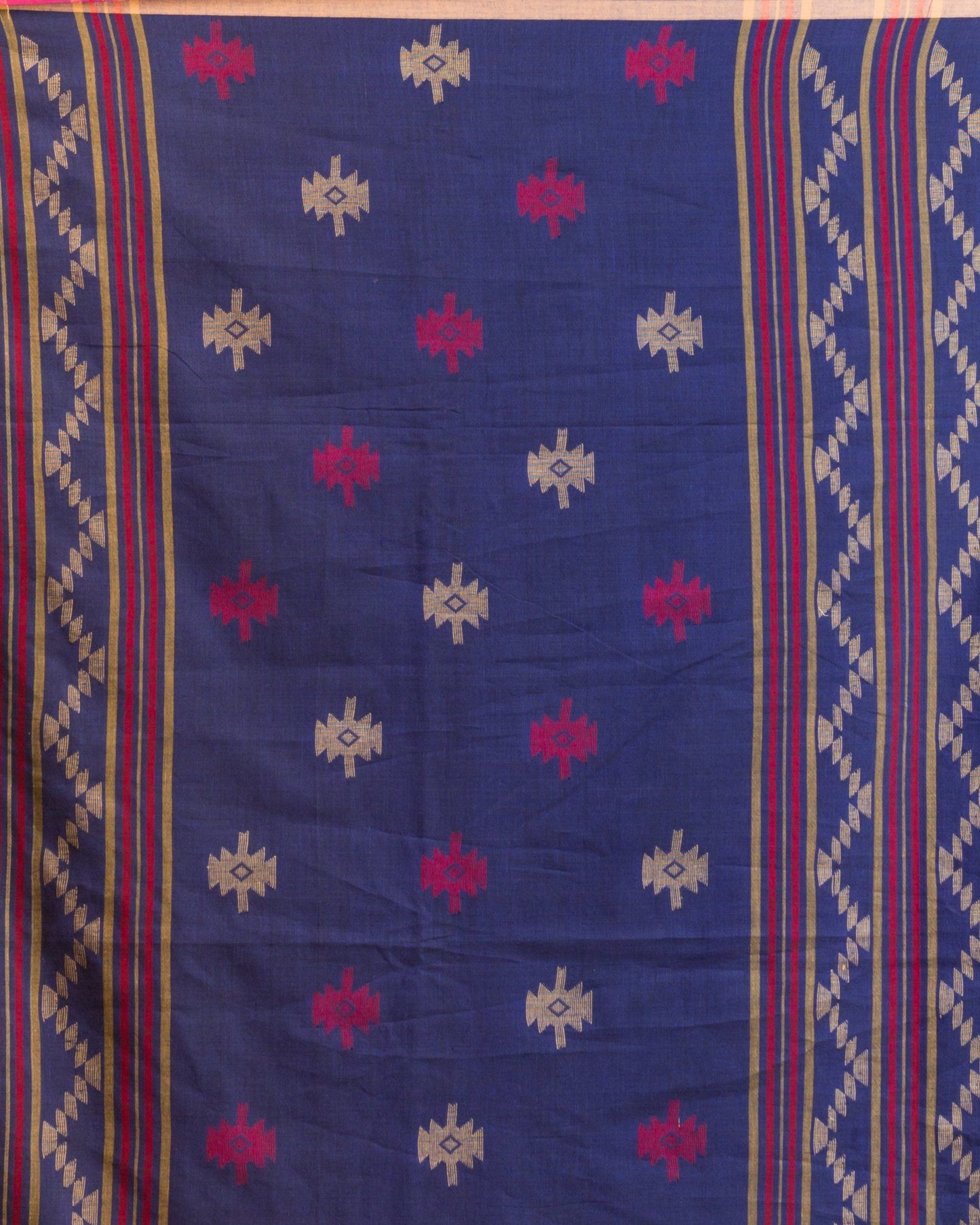 Women's Navy blue cotton jamdani saree