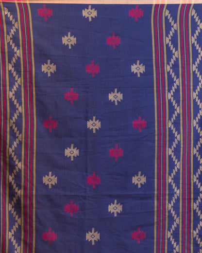 Women's Navy blue cotton jamdani saree