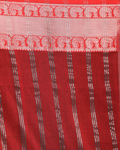 Women's Navy Blue Handloom Cotton Tangail Saree