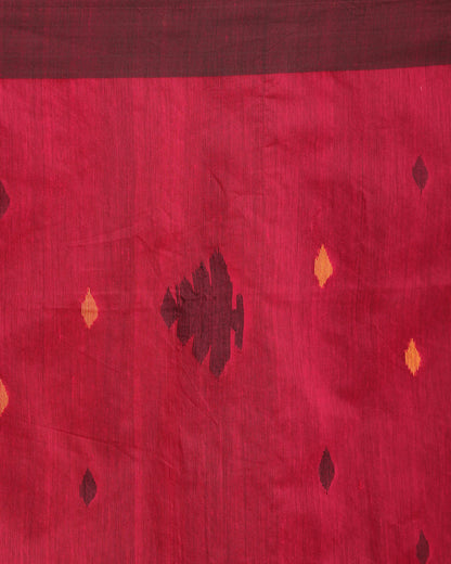 Women's Deep Pink Cotton Blend Handloom Tie Dye Jamdani Saree